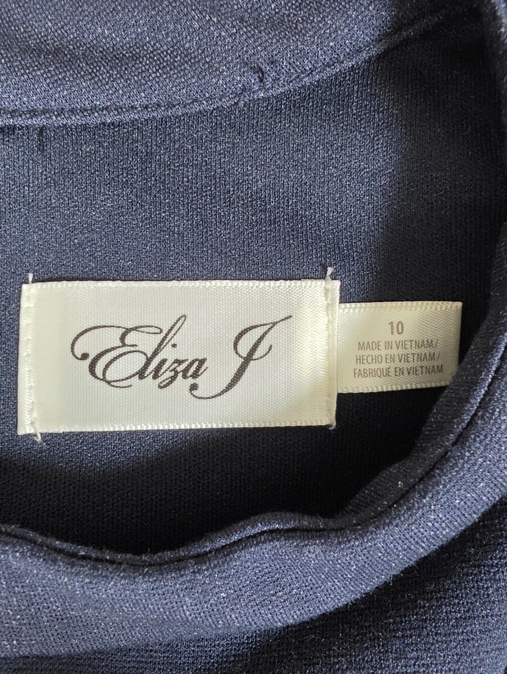 Eliza J. Sleeveless Navy Fit-and-Flare Dress with Pink Band - Picture 5 of 9